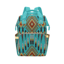 Load image into Gallery viewer, Fire Feather Turquoise Multi-Function Diaper Backpack/Diaper Bag
