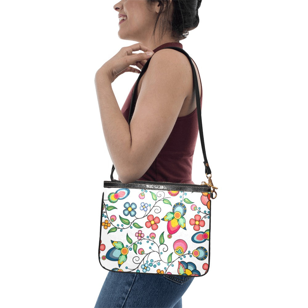 Floral Bounty White Small Shoulder Bag