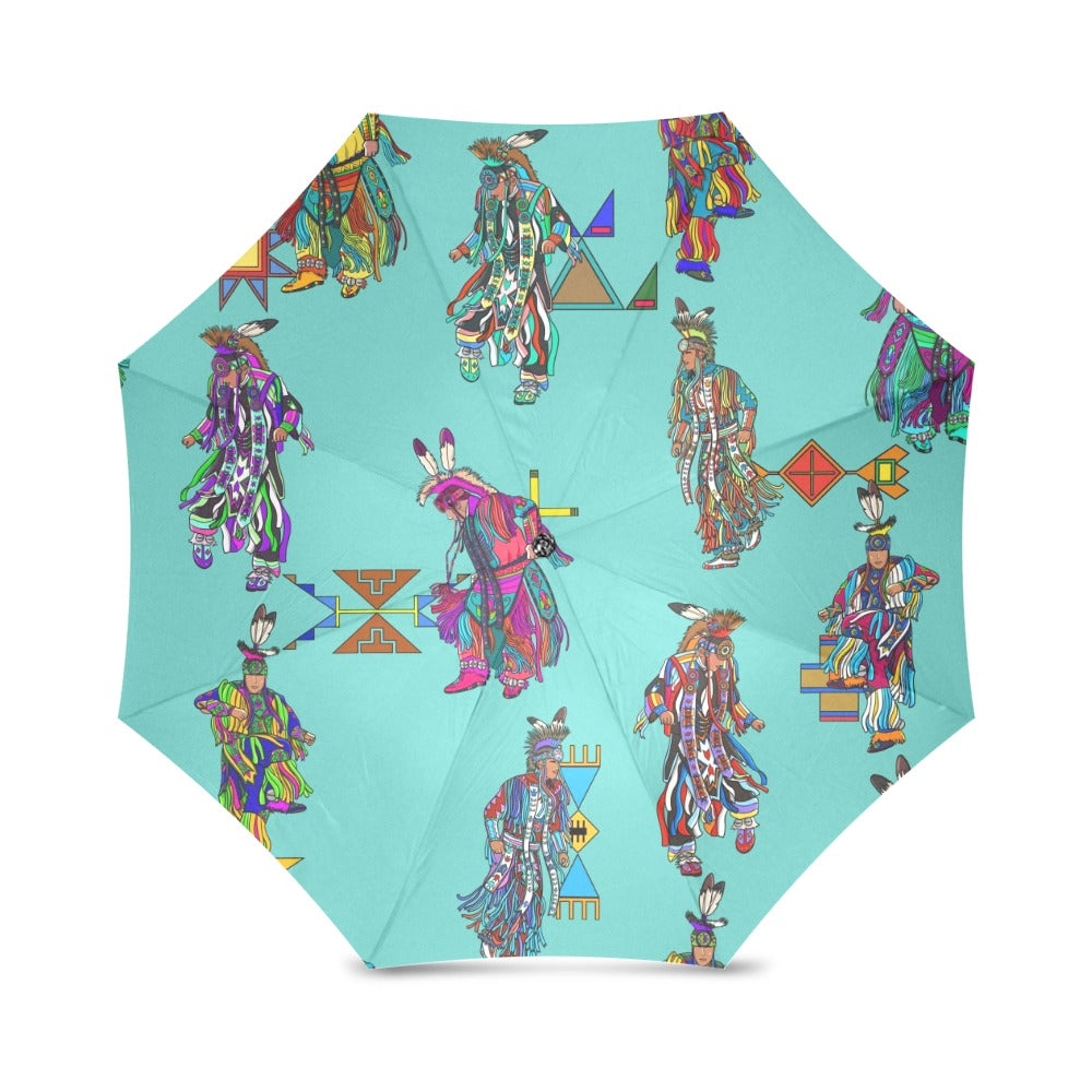 Men's Grass Dancers Eggshell Blue Foldable Umbrella