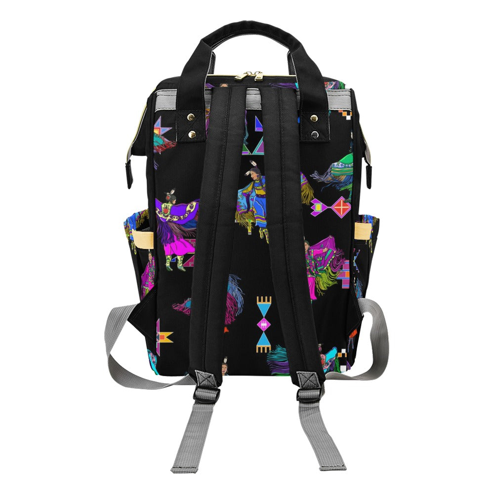 Women's Fancy Dancers Black Multi-Function Diaper Backpack