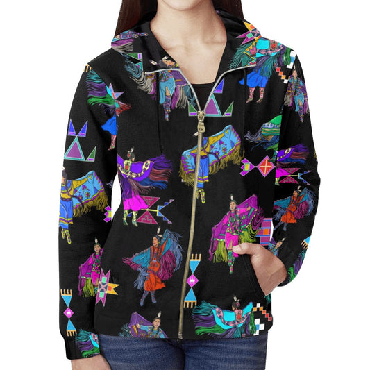 Women's Fancy Dancers Black Full Zip Hoodie for Women