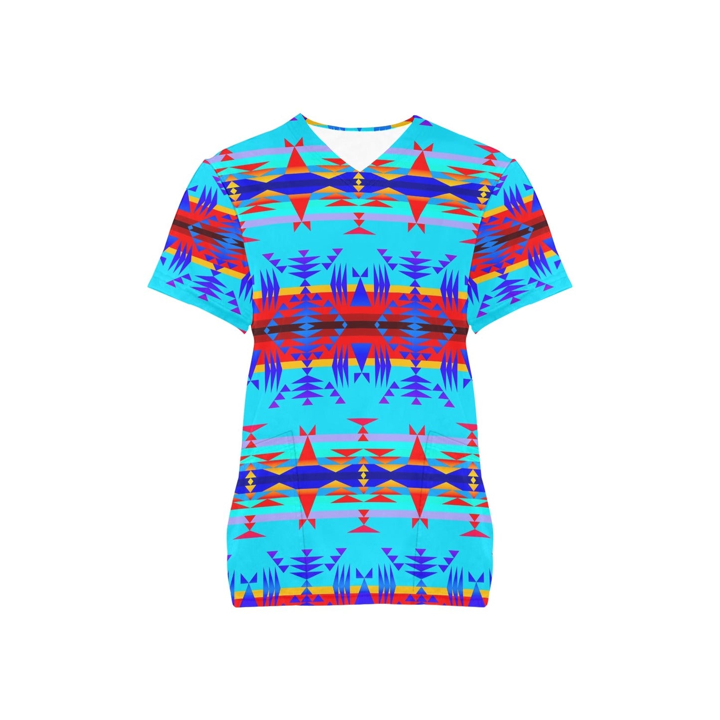 Between the Mountains Blue Scrub Top