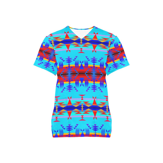 Between the Mountains Blue Scrub Top