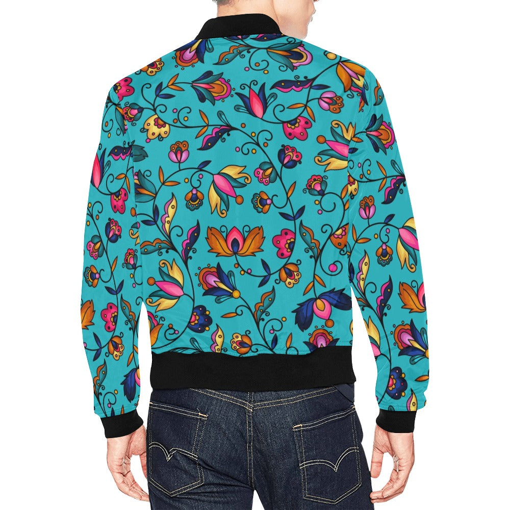 Copper Prairie Petals Turquoise Bomber Jacket for Men