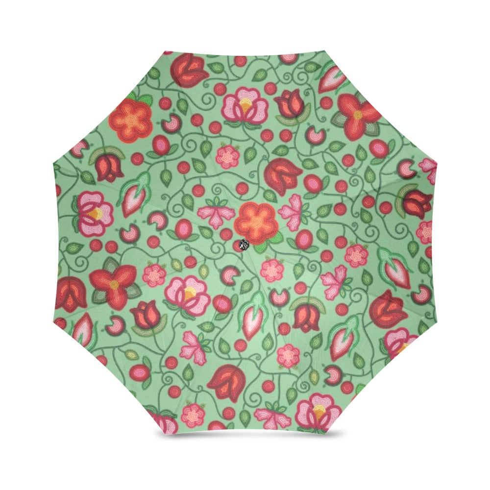Rose Reverie Green Foldable Umbrella