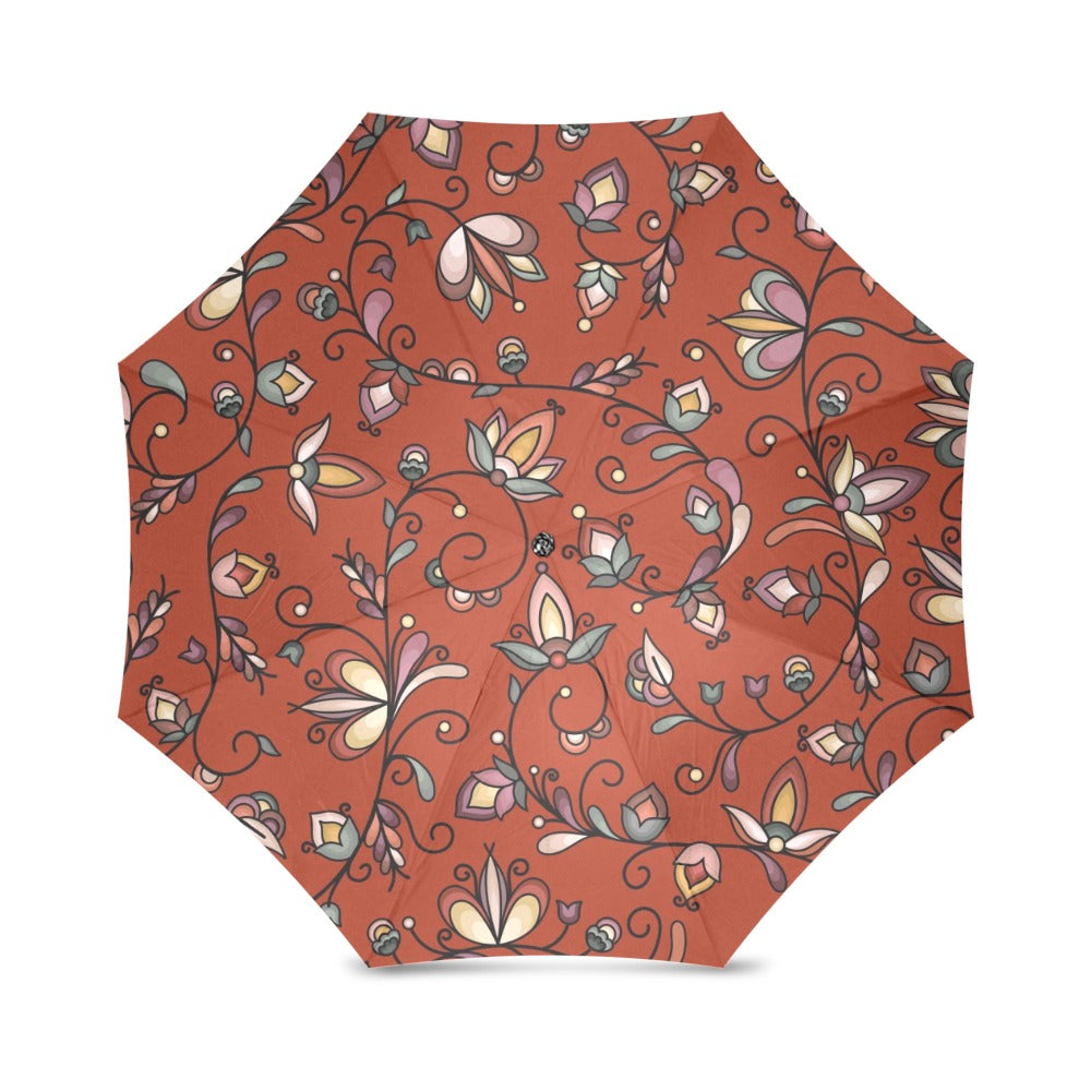 Burnt Sky Petals Red Foldable Umbrella