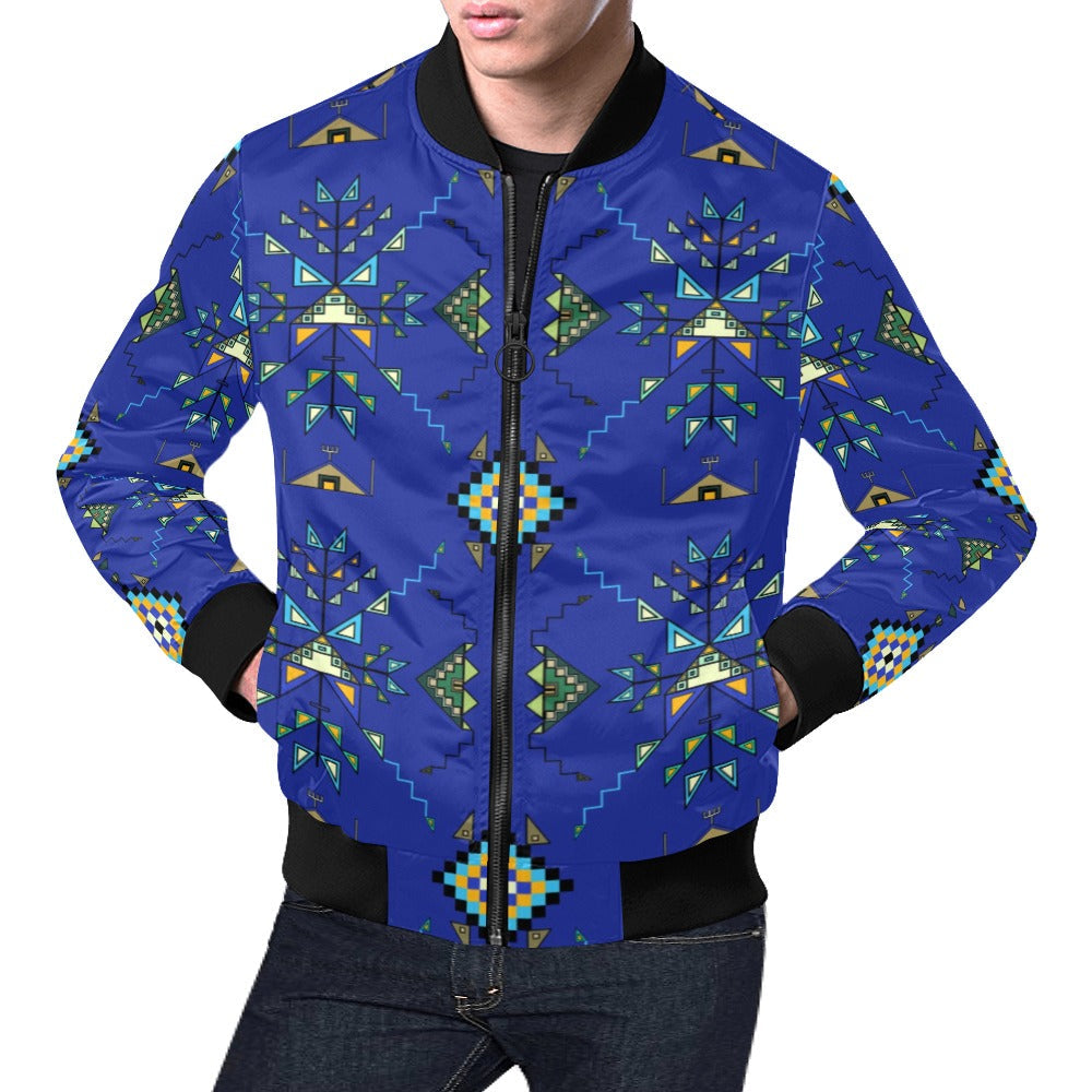 Bear Shield Dark Blue Bomber Jacket for Men