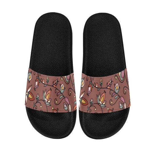 Burnt Sky Petals Brown Slide Sandals