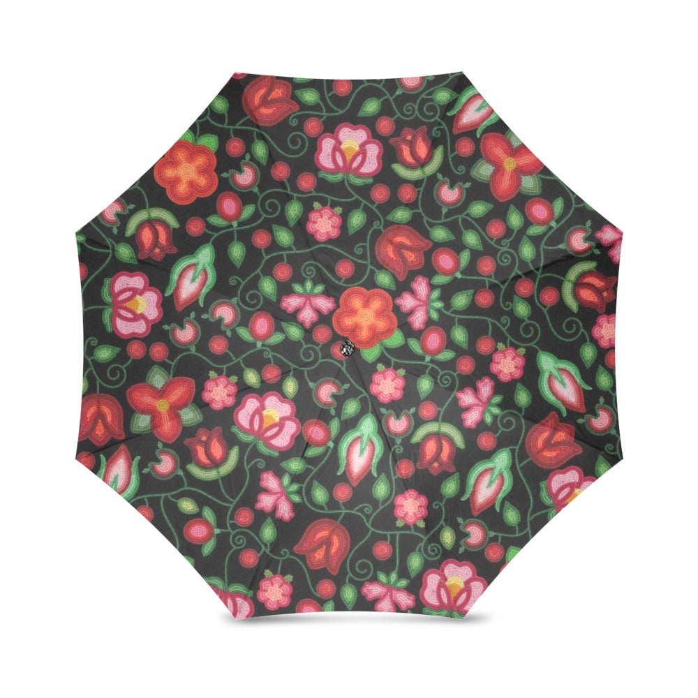 Rose Reverie Black Foldable Umbrella