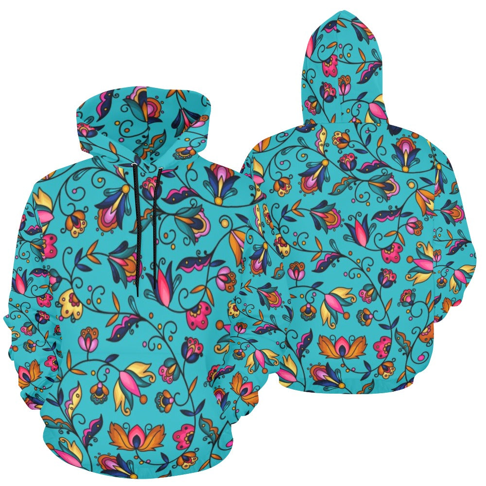 Copper Prairie Petals Turquoise Hoodie for Women