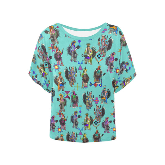 Men's Tradish Dancers Eggshell Blue Women's Batwing-Sleeved Blouse T shirt