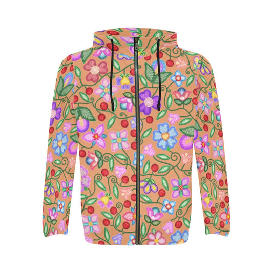 Petal Harmony Terracotta Zip Hoodie
