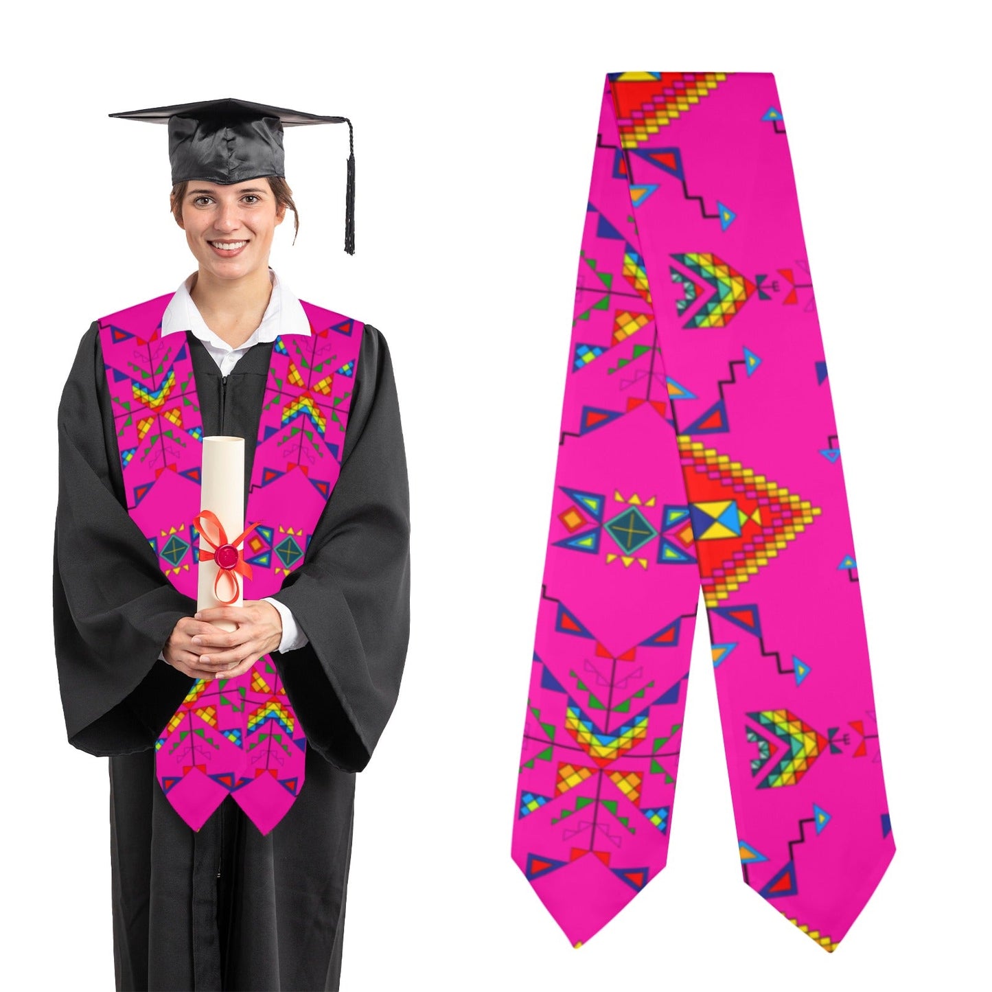 Buffalo Jump Pink Graduation Stole