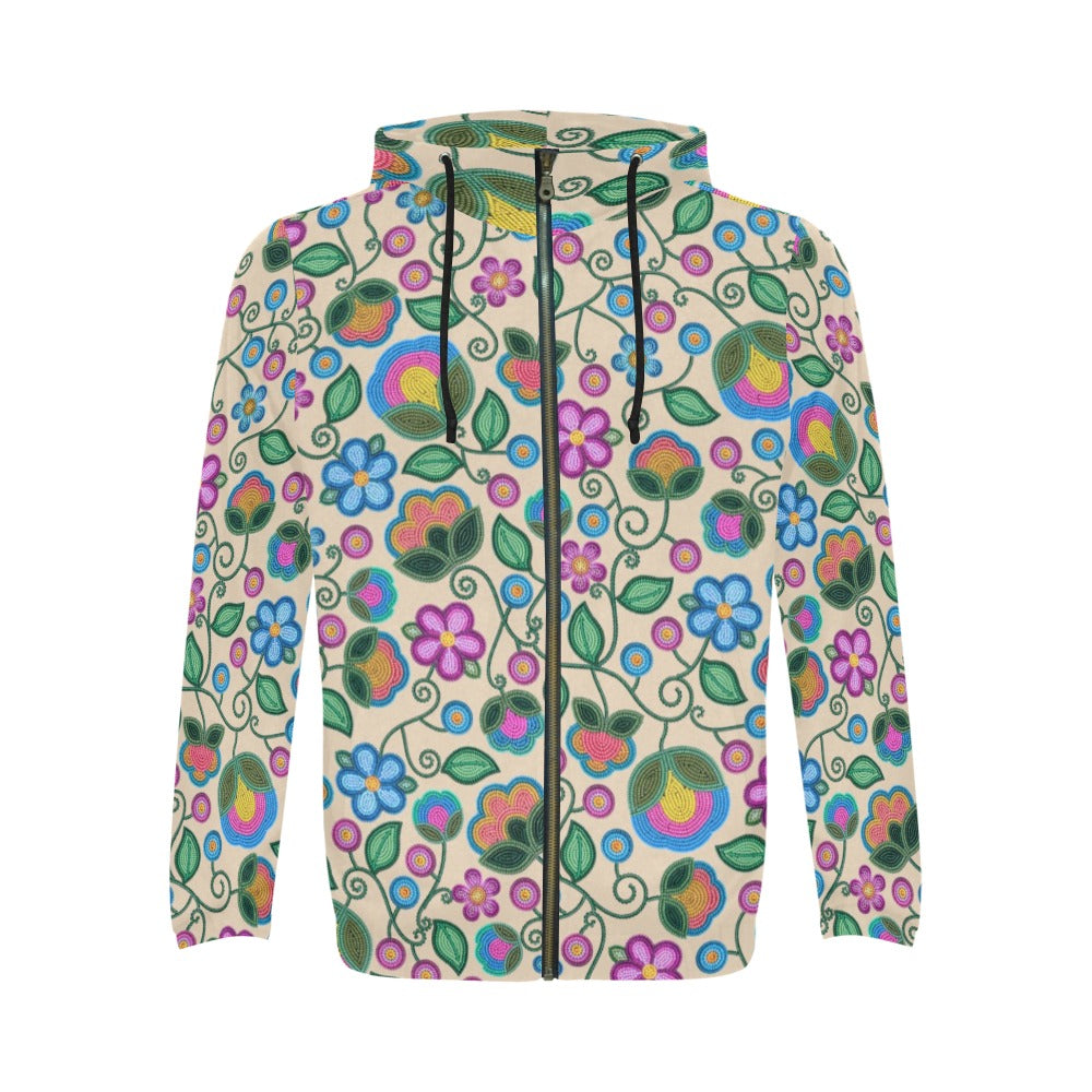Turquoise Sunbeam Cream Zip Hoodie