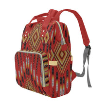 Load image into Gallery viewer, Fire Feather Red Multi-Function Diaper Backpack/Diaper Bag
