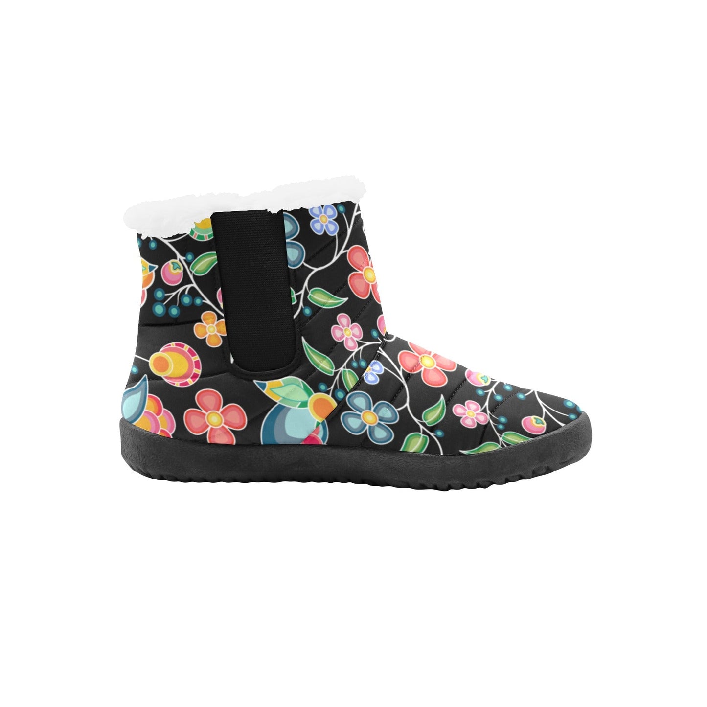 Floral Bounty Black Women's Padded Winter Boot