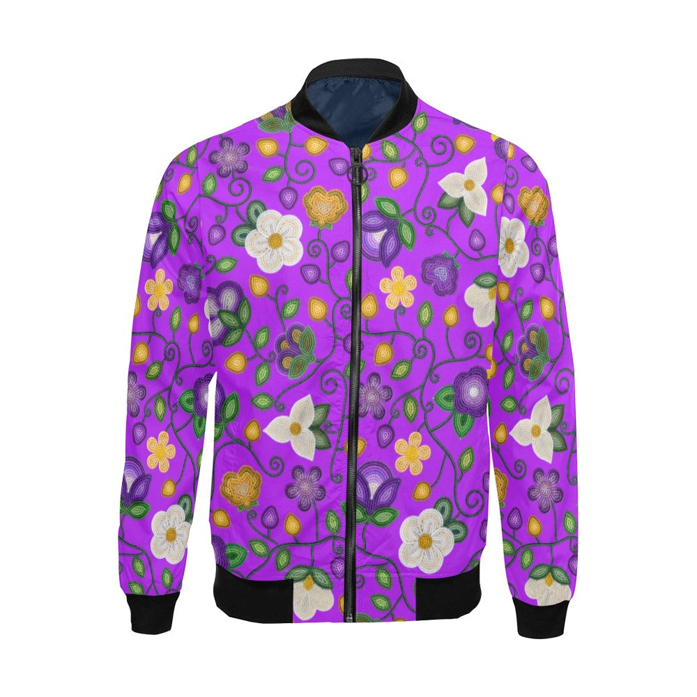 Midnight Moss Bloom Purple Bomber Jacket