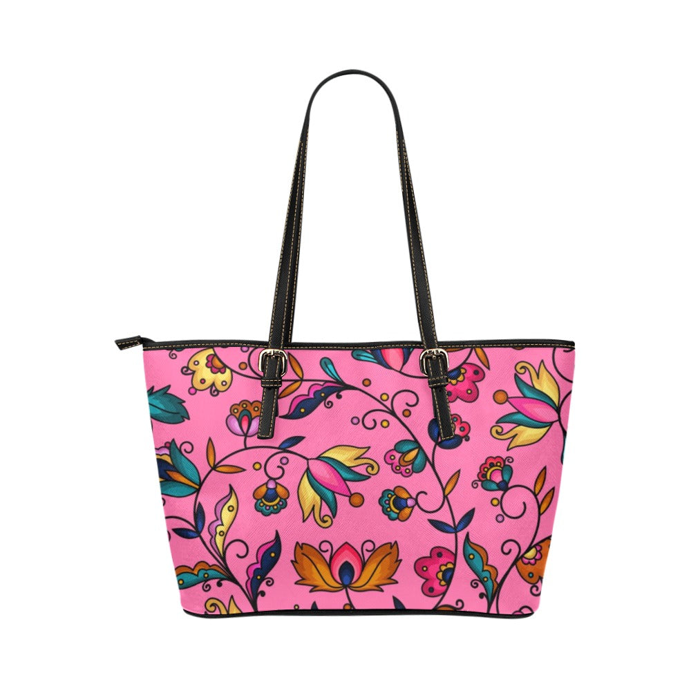 Copper Prairie Petals Pink Leather Tote