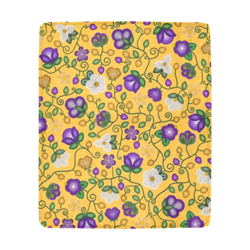 Midnight Moss Bloom Yellow Large Micro Fleece Blanket
