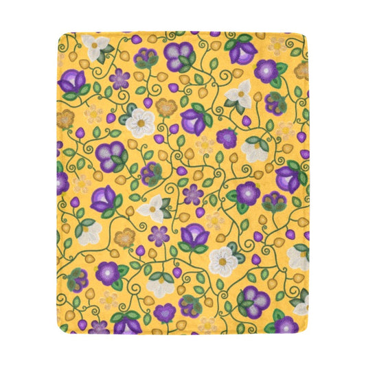 Midnight Moss Bloom Yellow Large Micro Fleece Blanket