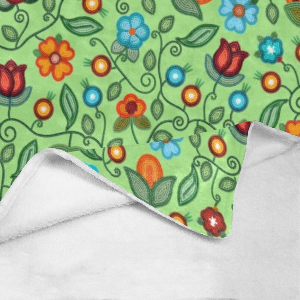 Prairie Fire Petals Sage Small Micro Fleece Blanket