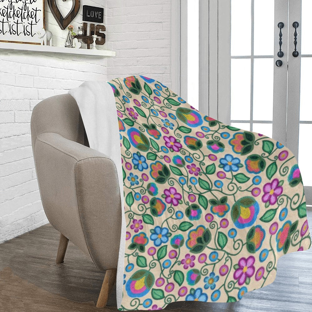 Turquoise Sunbeam Cream X-Large Micro Fleece Blanket
