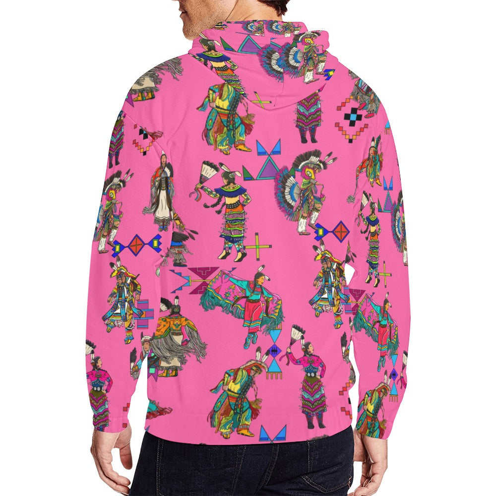 Grand Entry Dancer Pink Men's Zipper Hoodie