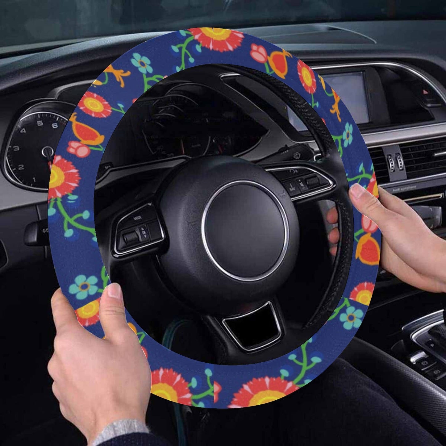Bee Spring Twilight Steering Wheel Cover with Elastic Edge