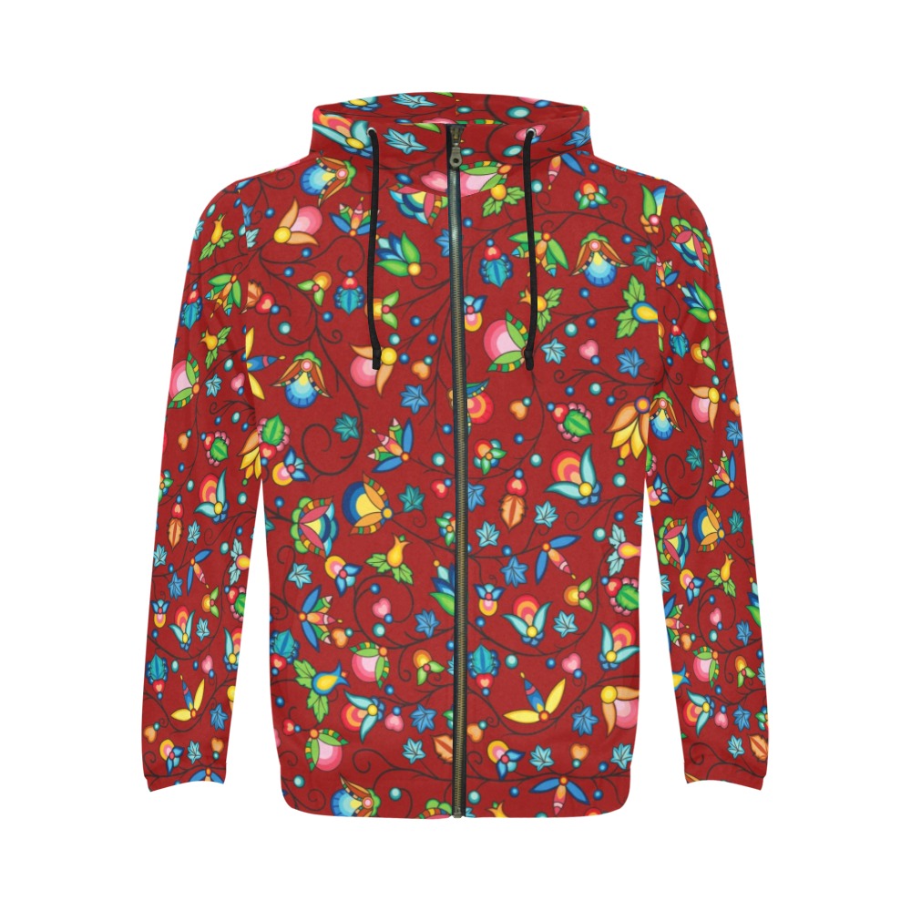 Prairie Plains Spirit Red Men's Zipper Hoodie