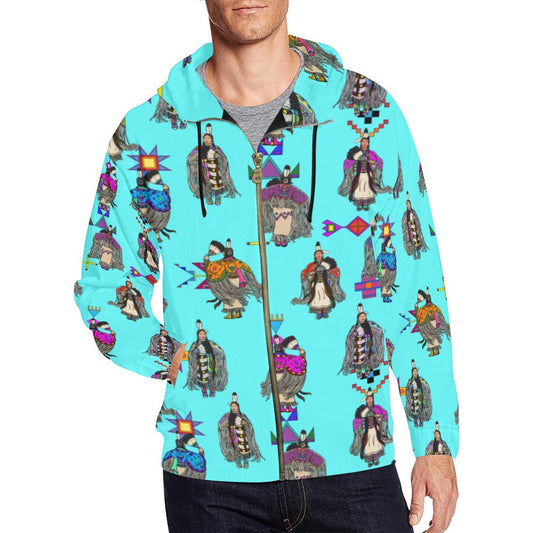 Women's Tradish Dancers Turquoise Men's Zipper Hoodie