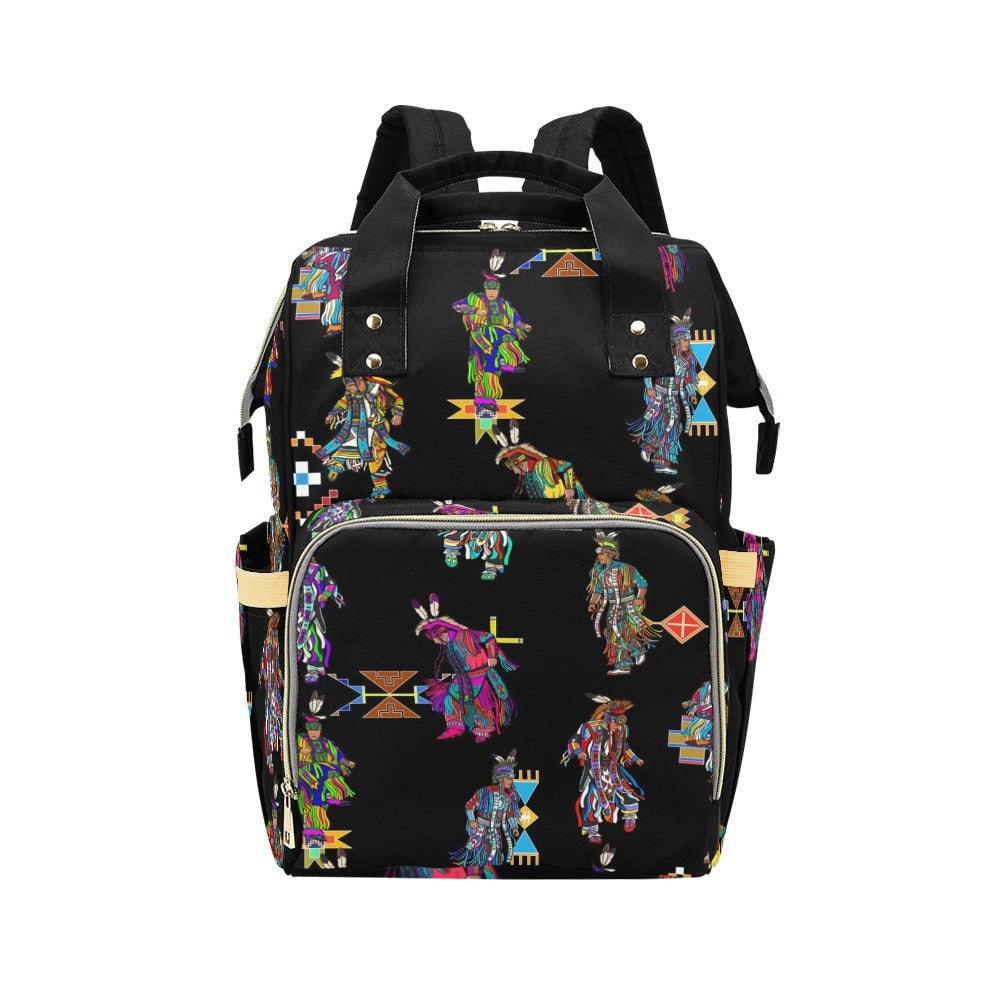Men's Grass Dancers Black Multi-Function Diaper Backpack