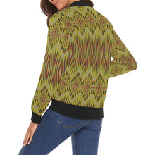 Load image into Gallery viewer, Fire Feather Yellow Bomber Jacket for Women
