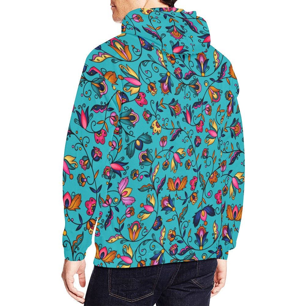 Copper Prairie Petals Turquoise Hoodie for Men
