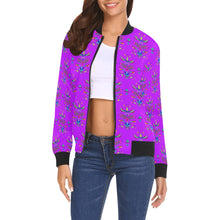 Load image into Gallery viewer, Dakota Damask Purple Bomber Jacket for Women
