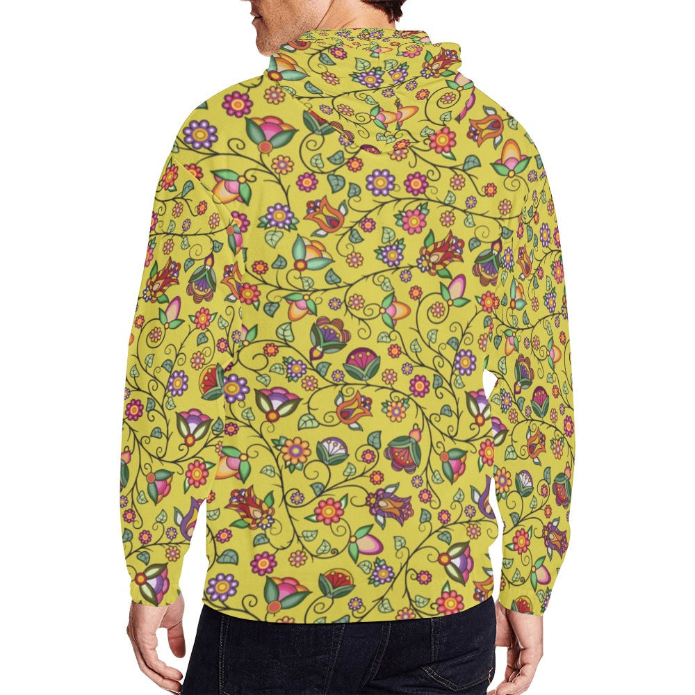Heartbeat Petals Yellow Men's Zipper Hoodie