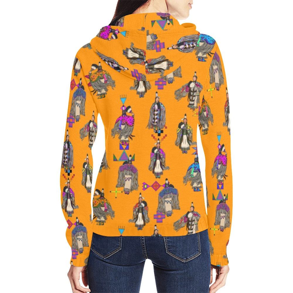 Women's Tradish Dancers Orange Full Zip Hoodie for Women