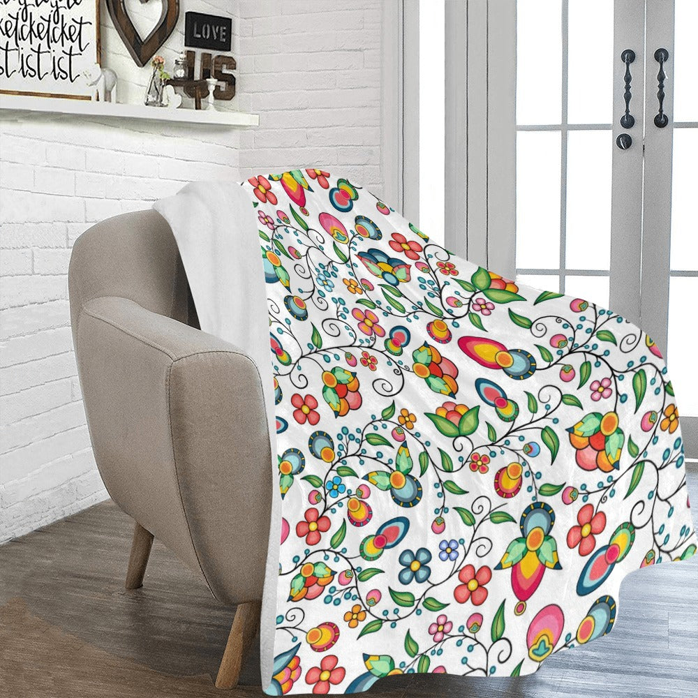 Floral Bounty White X-Large Micro Fleece Blanket
