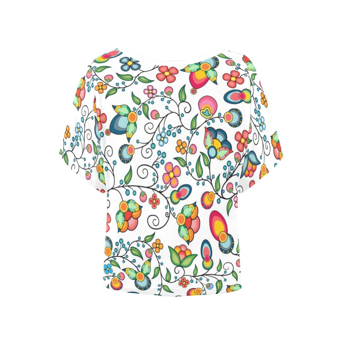 Floral Bounty White Women's Batwing-Sleeved Blouse T shirt
