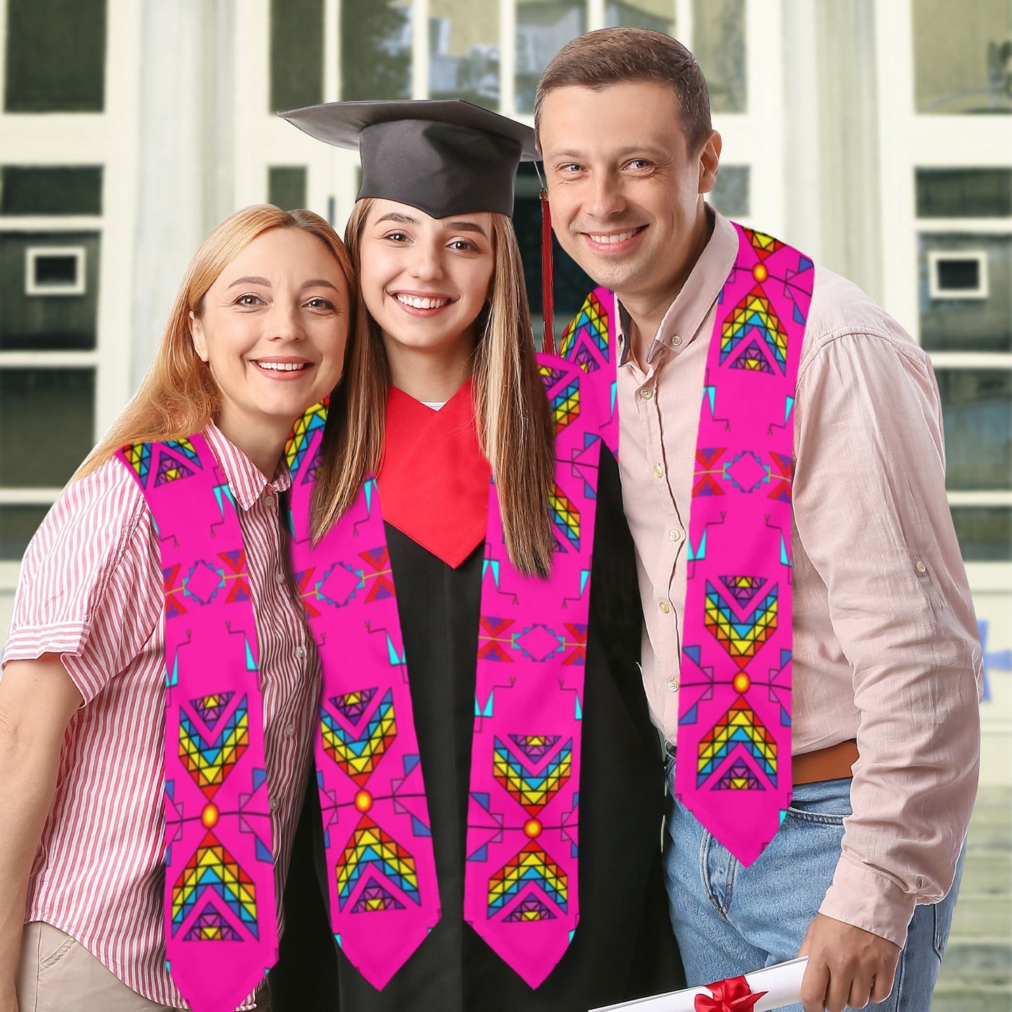 Rainy Chief Rainbow Hot Pink Graduation Stole