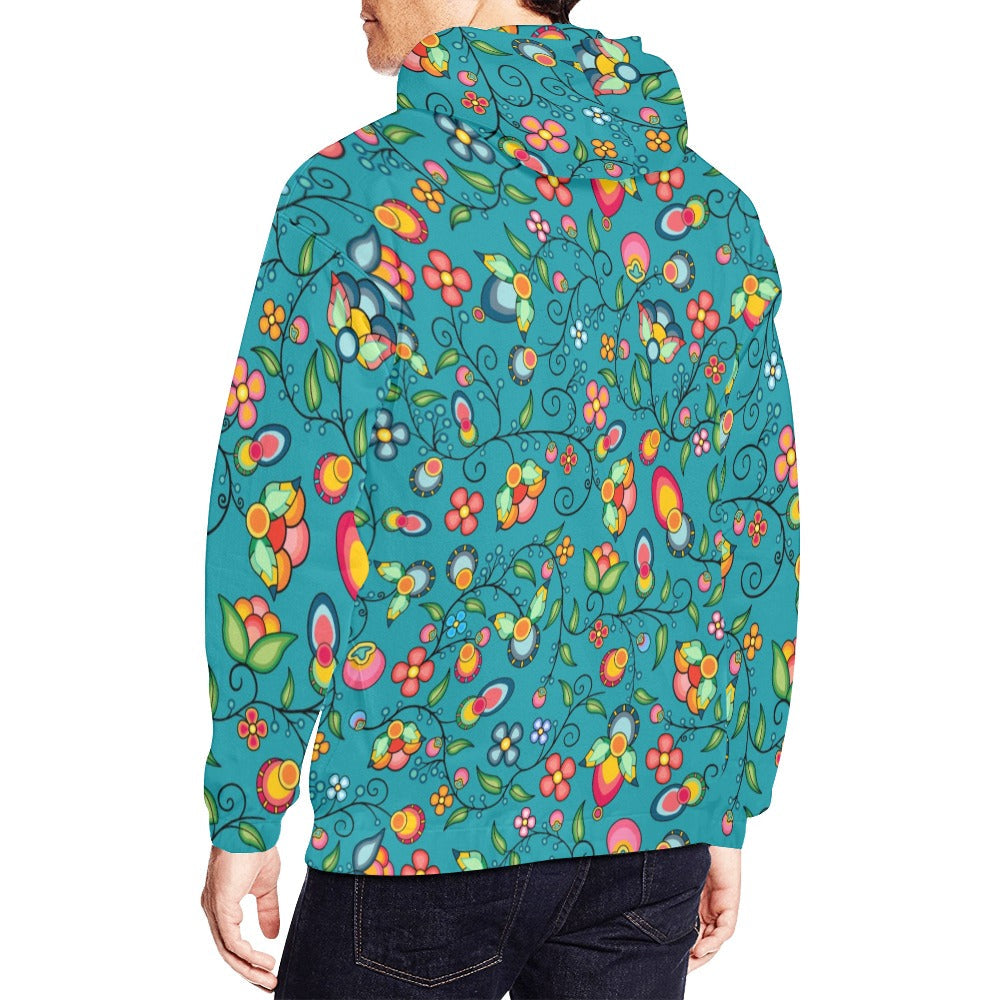 Floral Bounty Teal Hoodie for Men