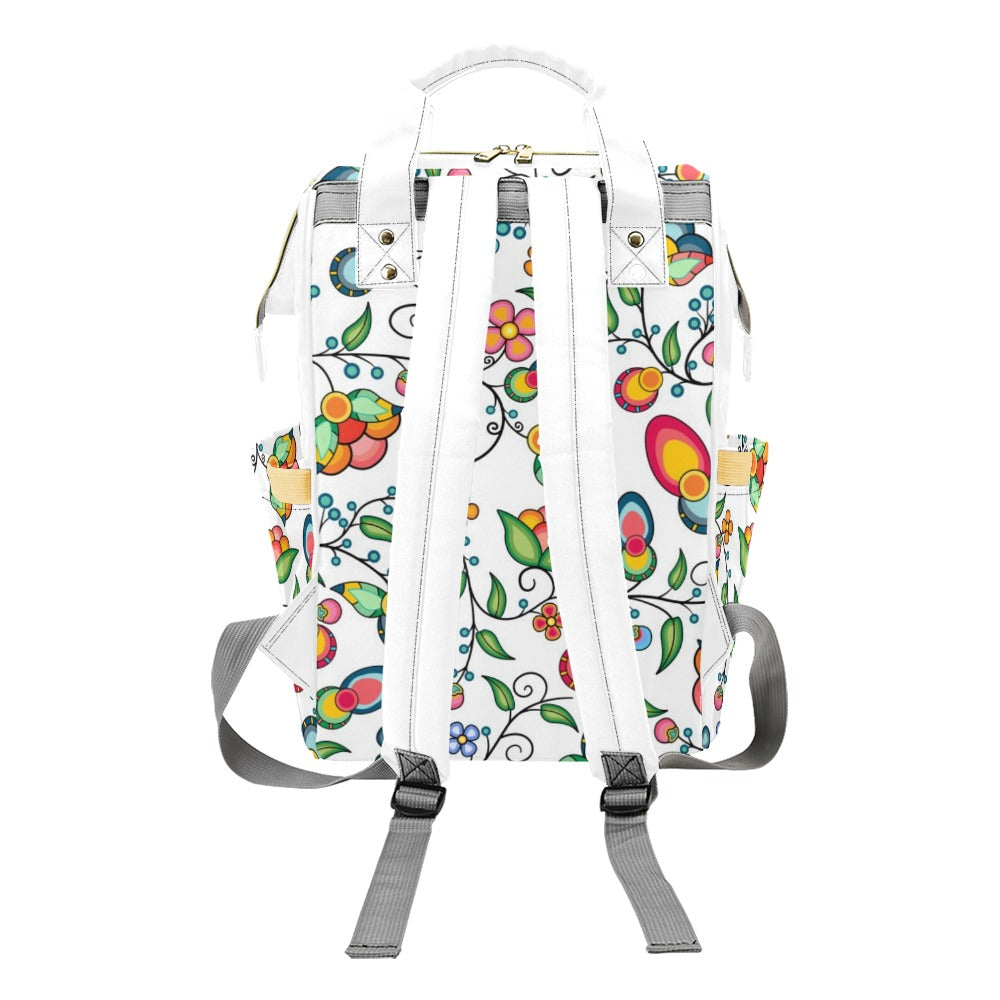 Floral Bounty White Multi-Function Diaper Backpack