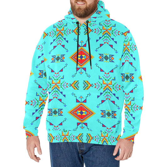 Buffalo Jump Turquoise Men's Long Sleeve Fleece Hoodie