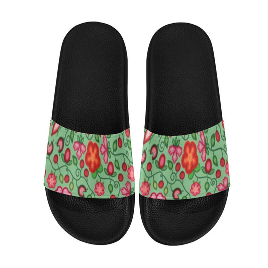 Rose Reverie Green Slide Sandals