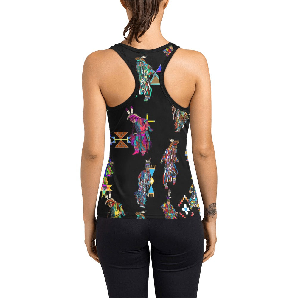 Men's Grass Dancers Black Women's Racerback Tank Top