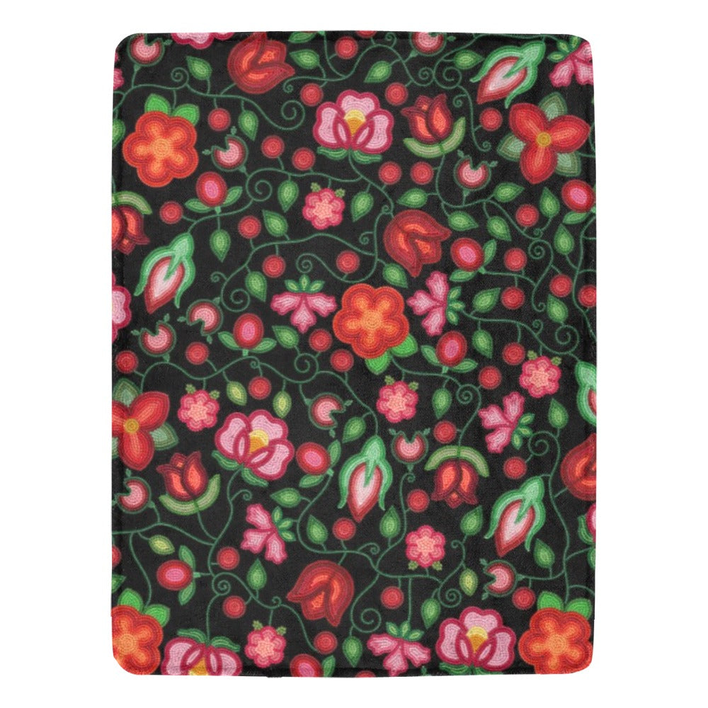 Rose Reverie Black X-Large Micro Fleece Blanket