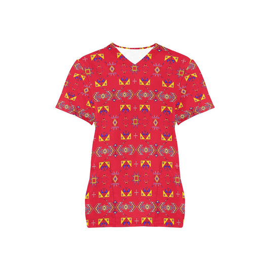 Scattered Generations Red Scrub Top