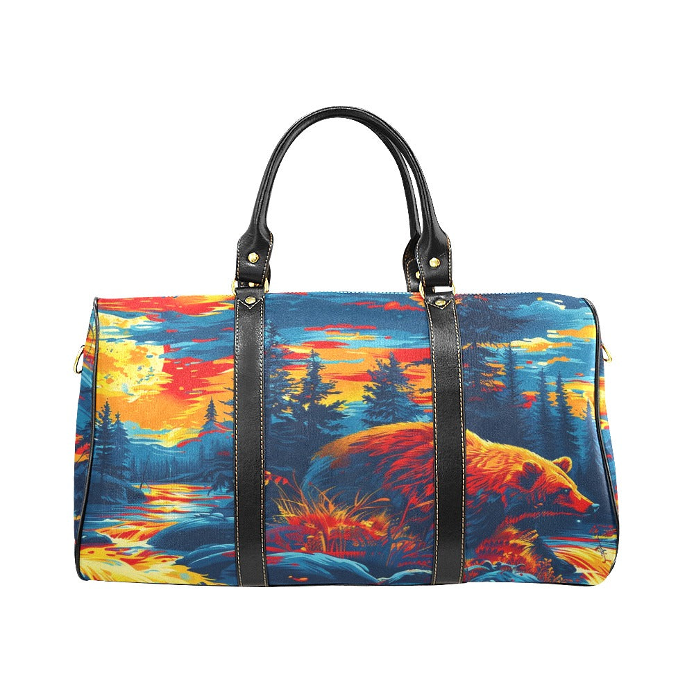 Fishing Bear Large Travel Bag