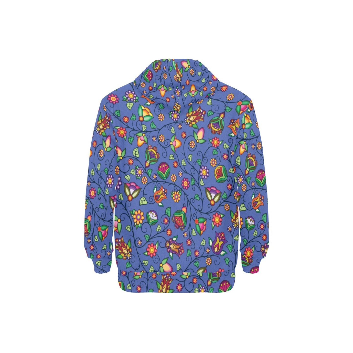 Heartbeat Petals Blue Men's Long Sleeve Fleece Hoodie