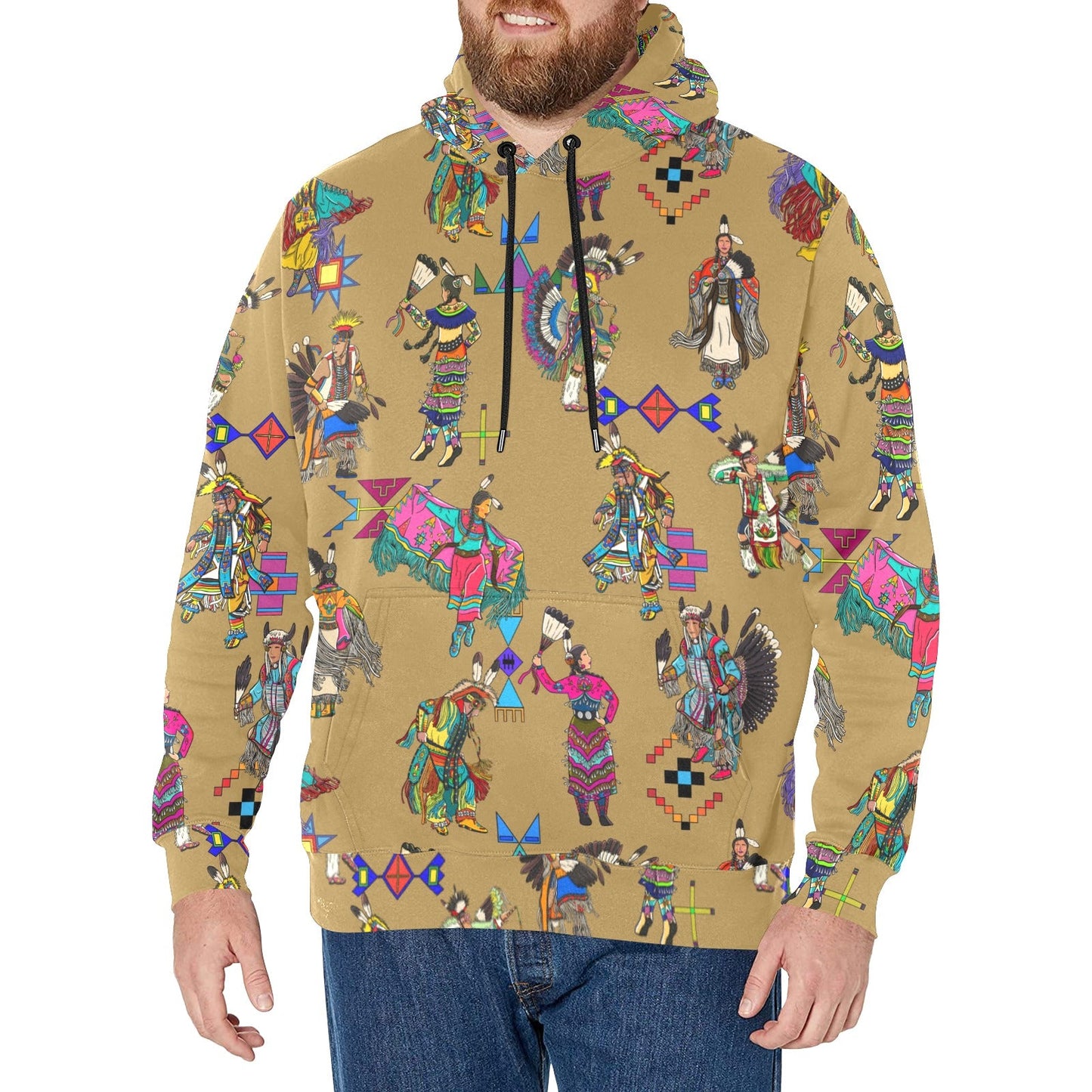 Grand Entry Dancers Earth Men's Long Sleeve Fleece Hoodie