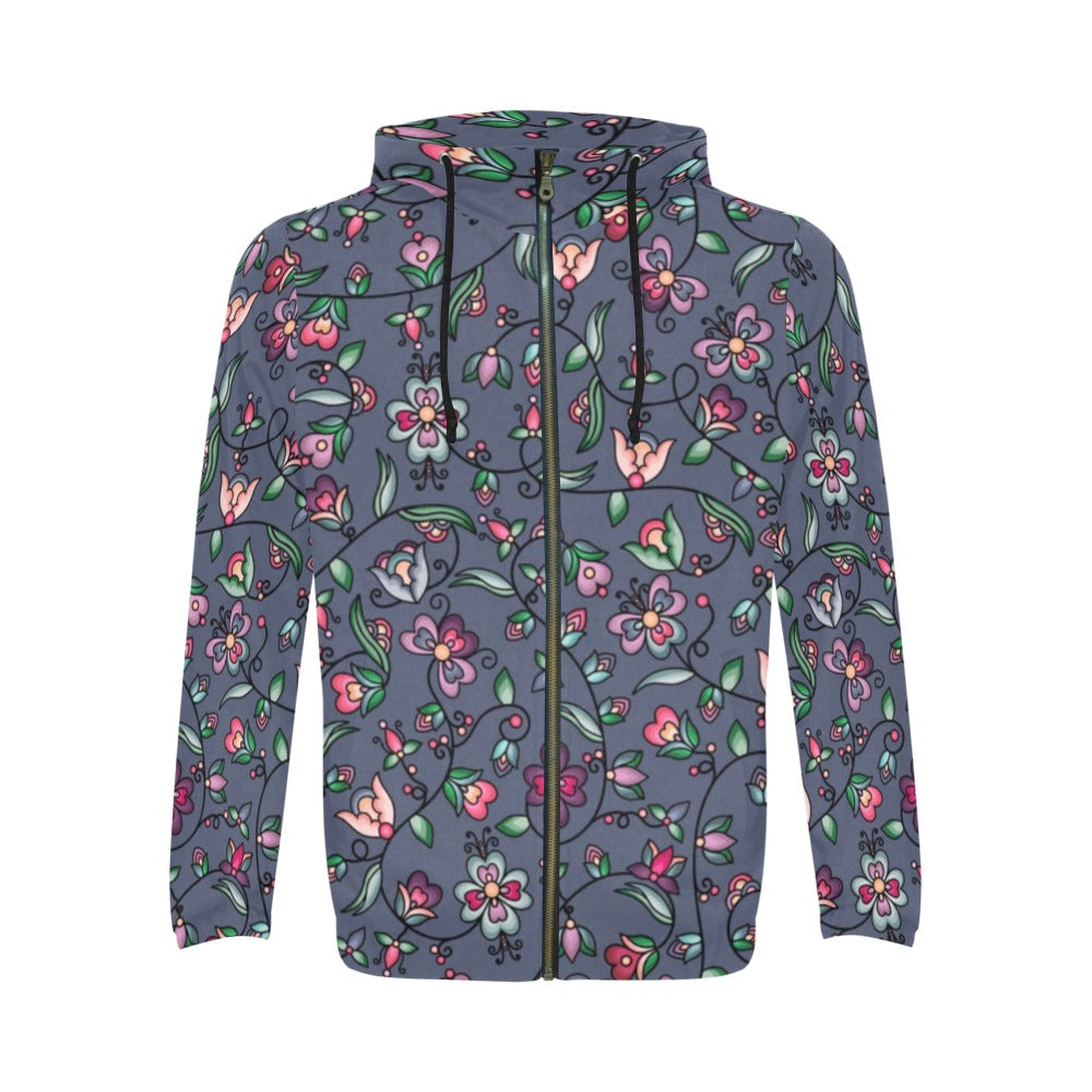 Amber Evening Garland Blue Zip Hoodie